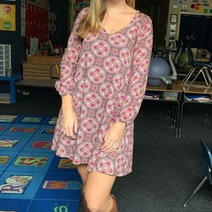 Medallion Long Sleeve Swing Dress
